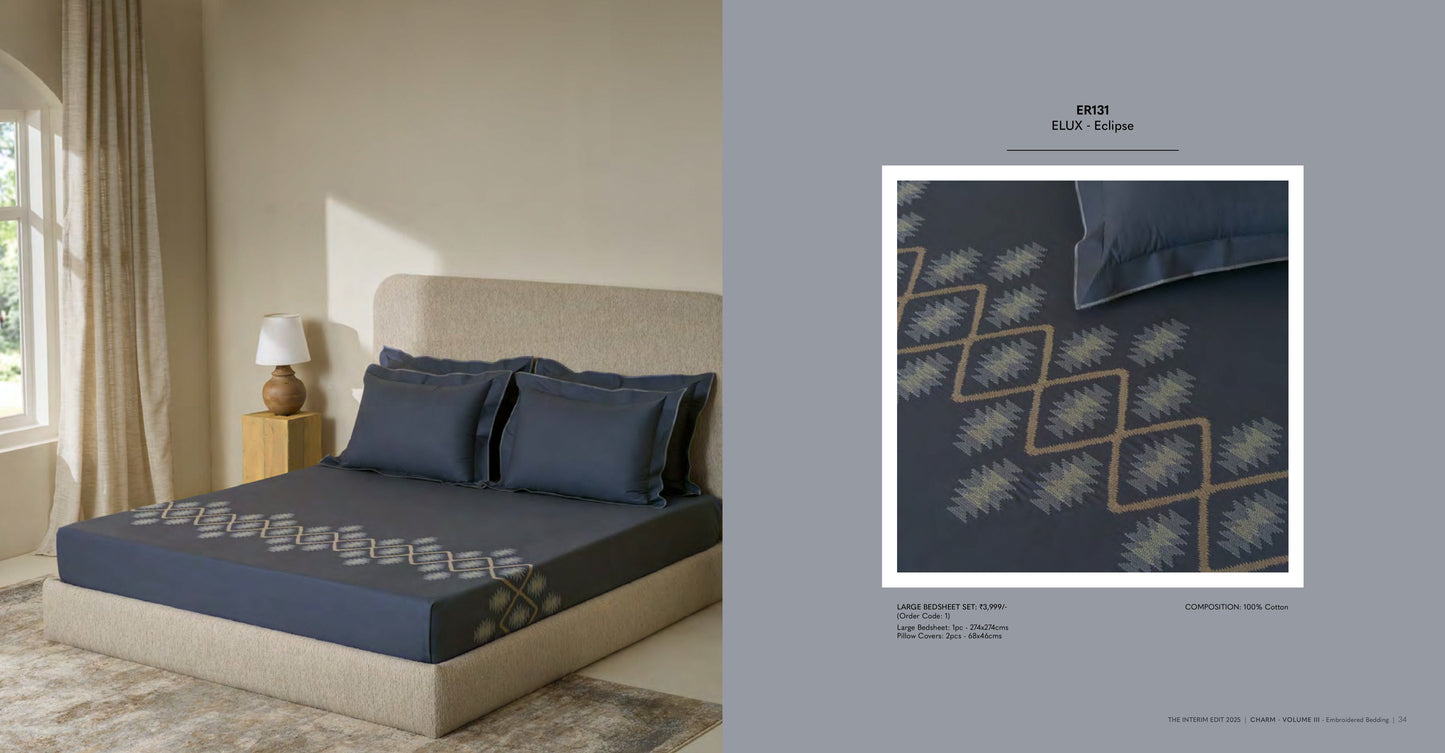 Charm King Size Bed Sheet Embroidery from Sansaar A D'decor Brand