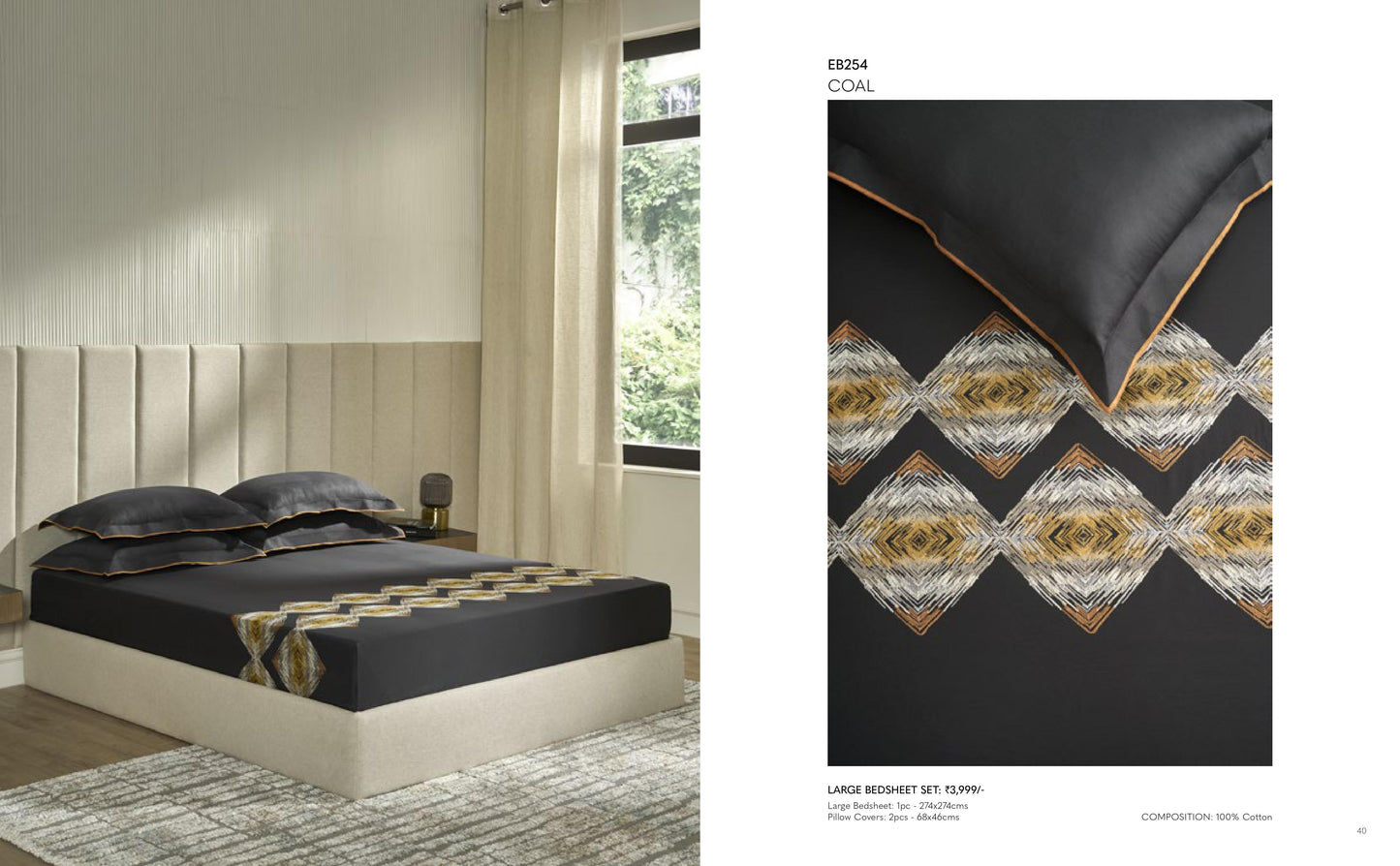 Excellence Embroidery Bed Sheet in King Size with 2 pillow cases From D'decor