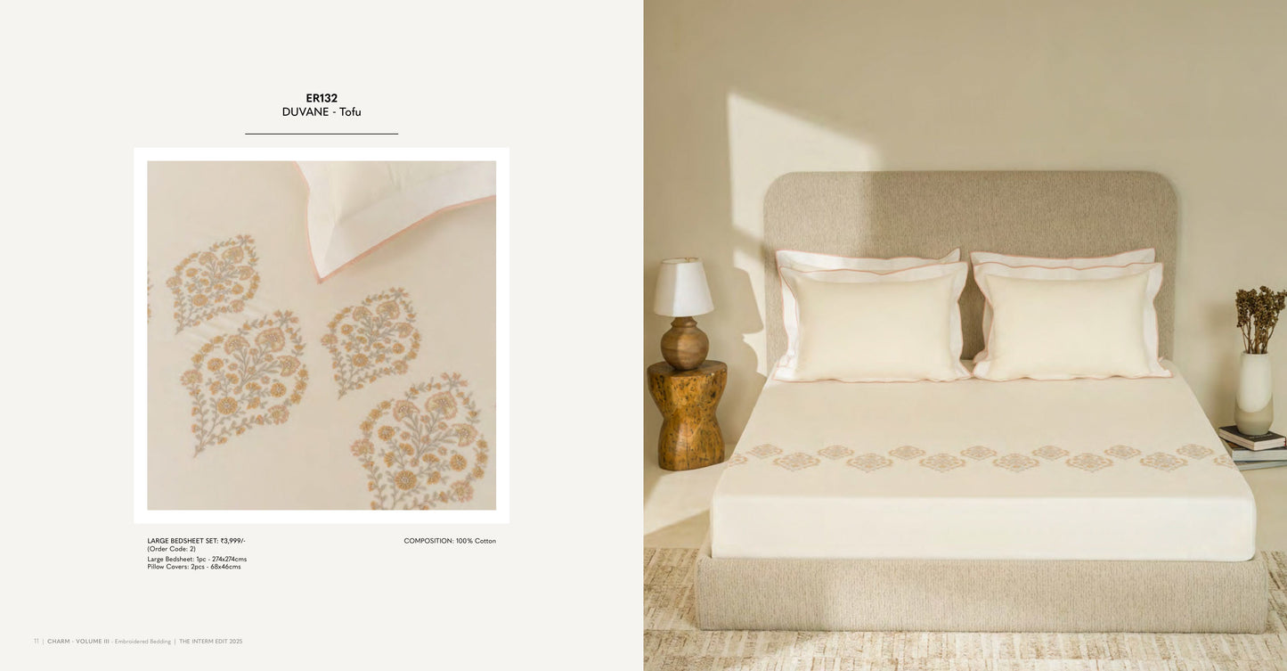 Charm King Size Bed Sheet Embroidery from Sansaar A D'decor Brand
