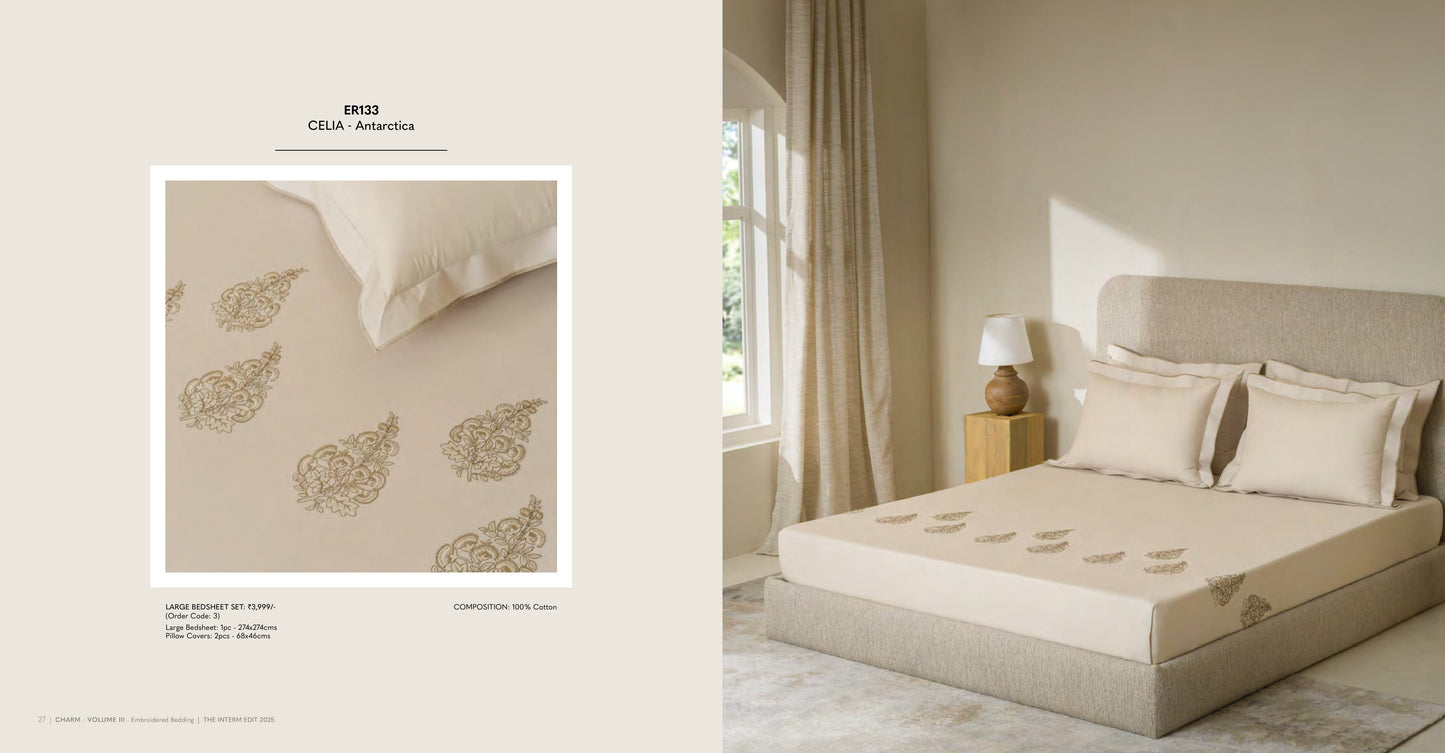 Charm King Size Bed Sheet Embroidery from Sansaar A D'decor Brand