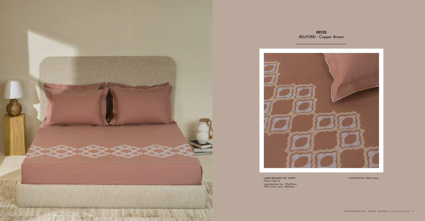 Charm King Size Bed Sheet Embroidery from Sansaar A D'decor Brand