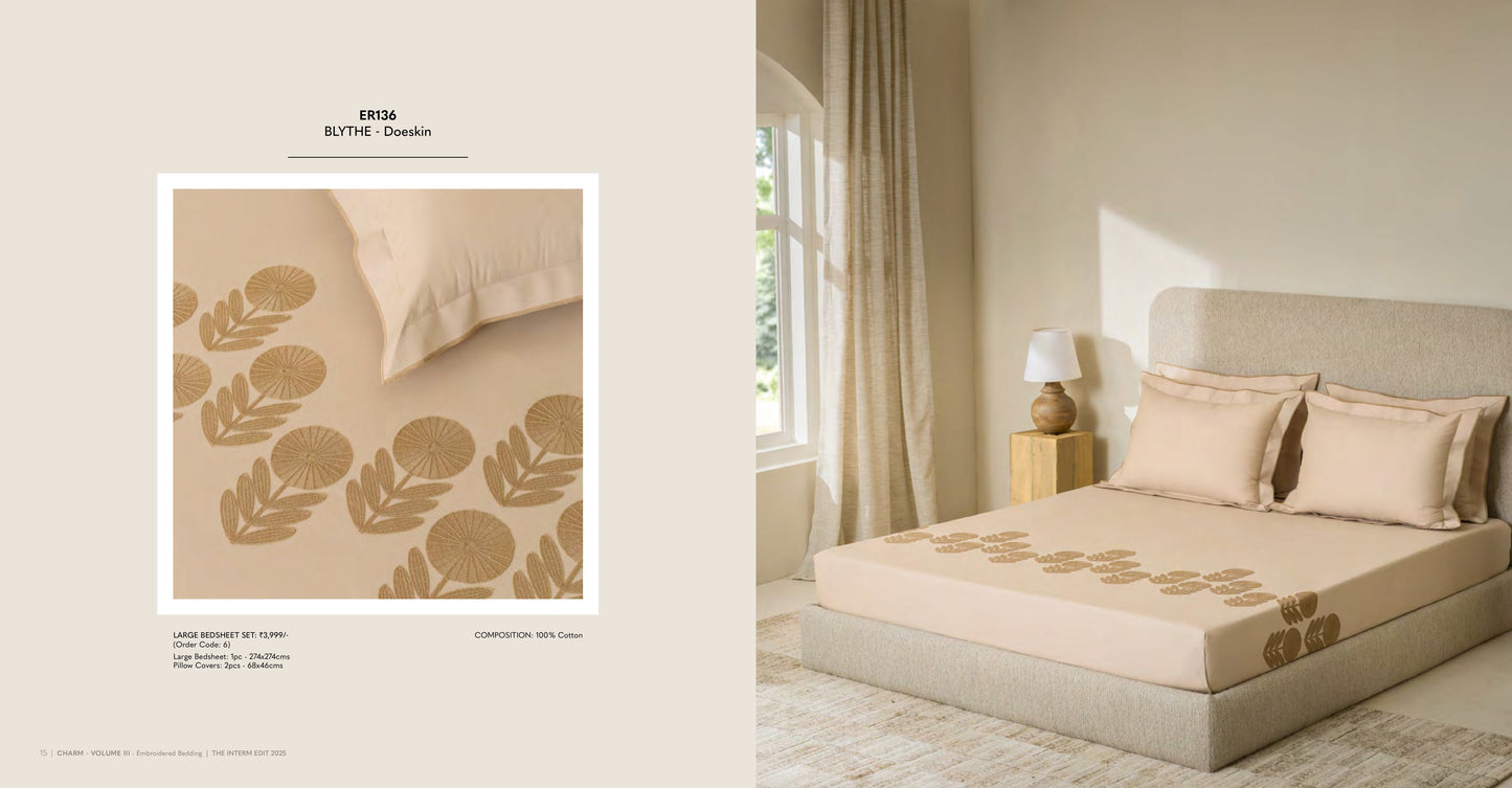 Charm King Size Bed Sheet Embroidery from Sansaar A D'decor Brand