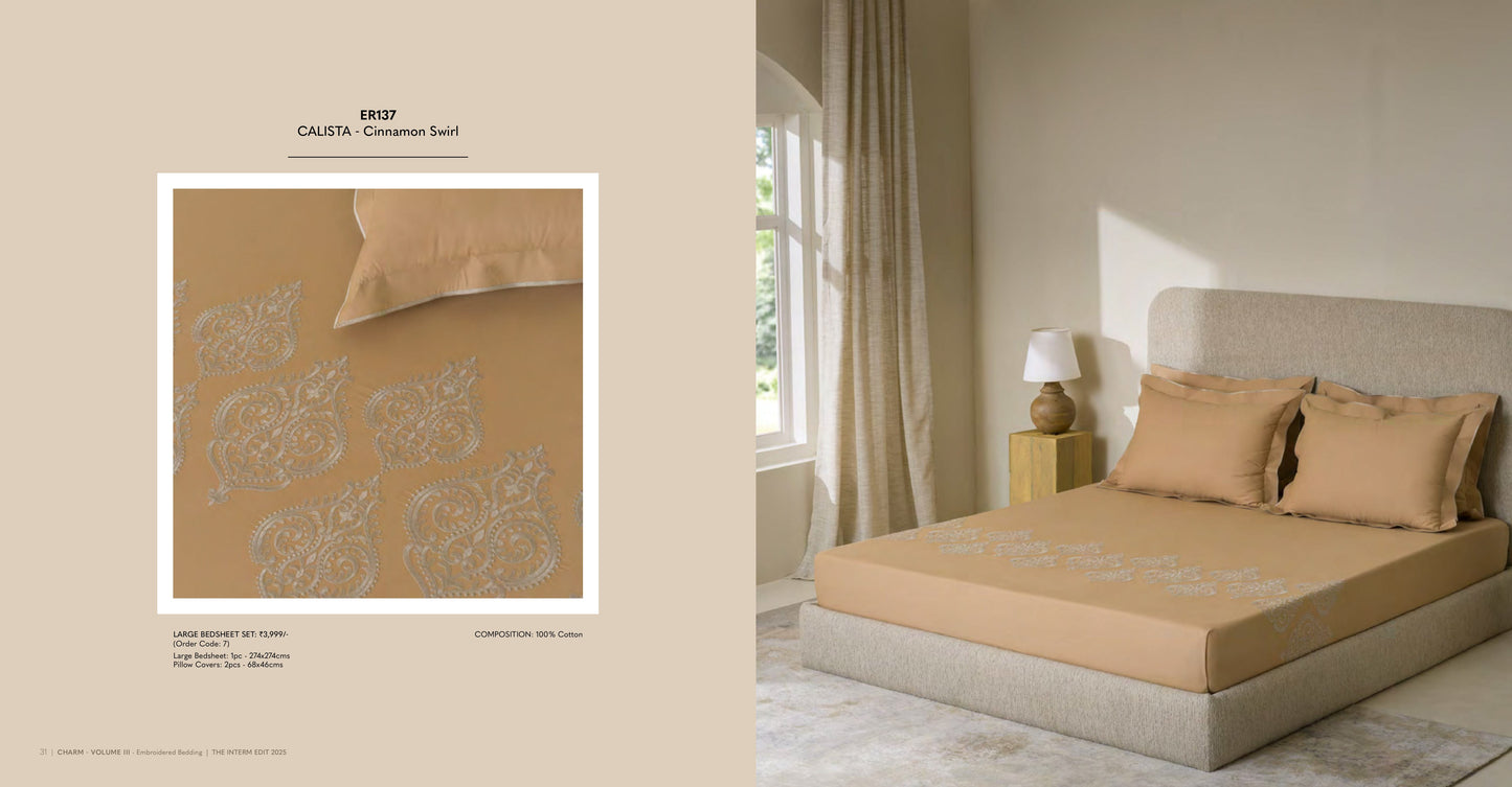 Charm King Size Bed Sheet Embroidery from Sansaar A D'decor Brand
