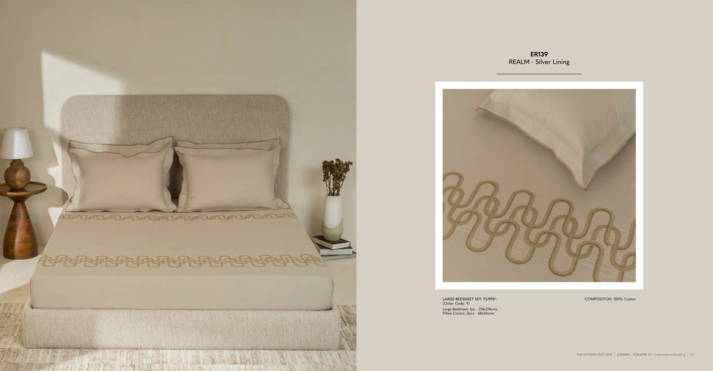 Charm King Size Bed Sheet Embroidery from Sansaar A D'decor Brand