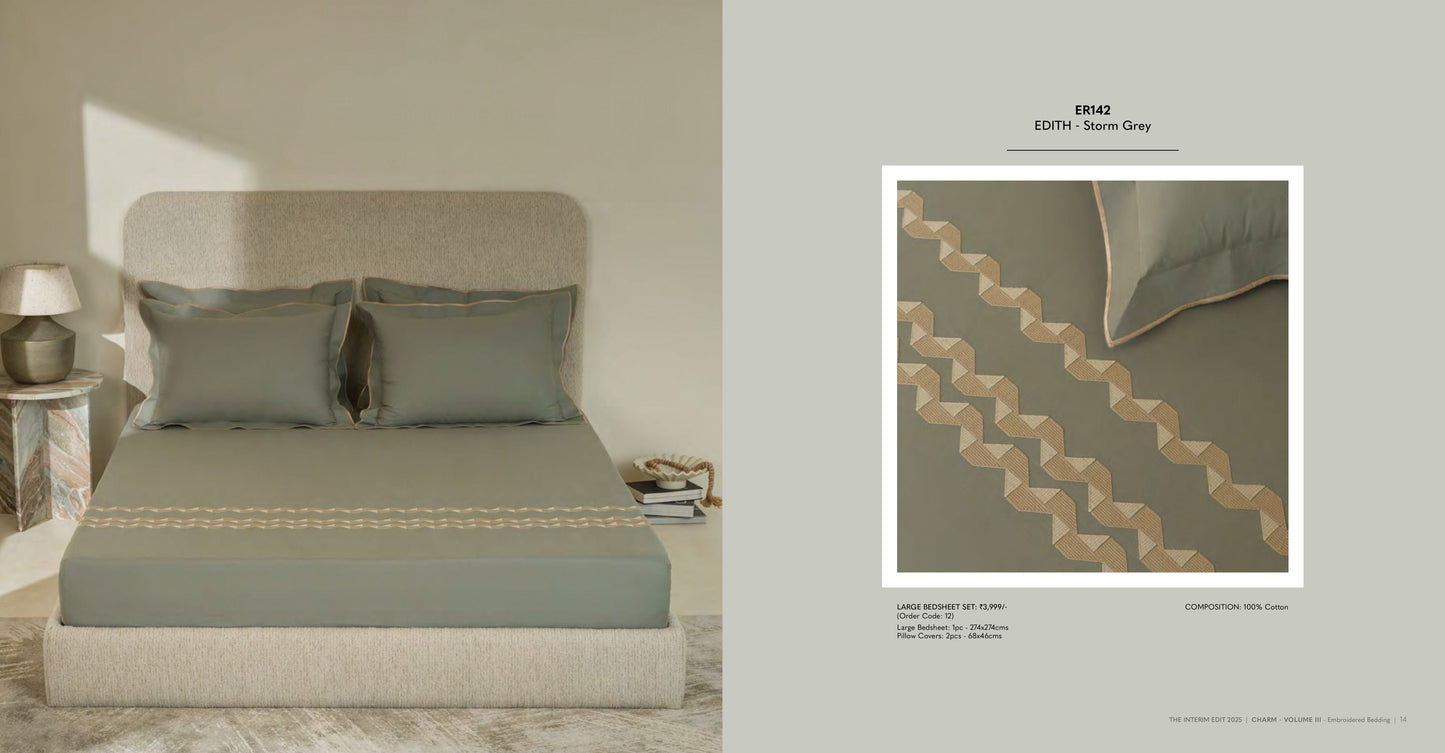 Charm King Size Bed Sheet Embroidery from Sansaar A D'decor Brand