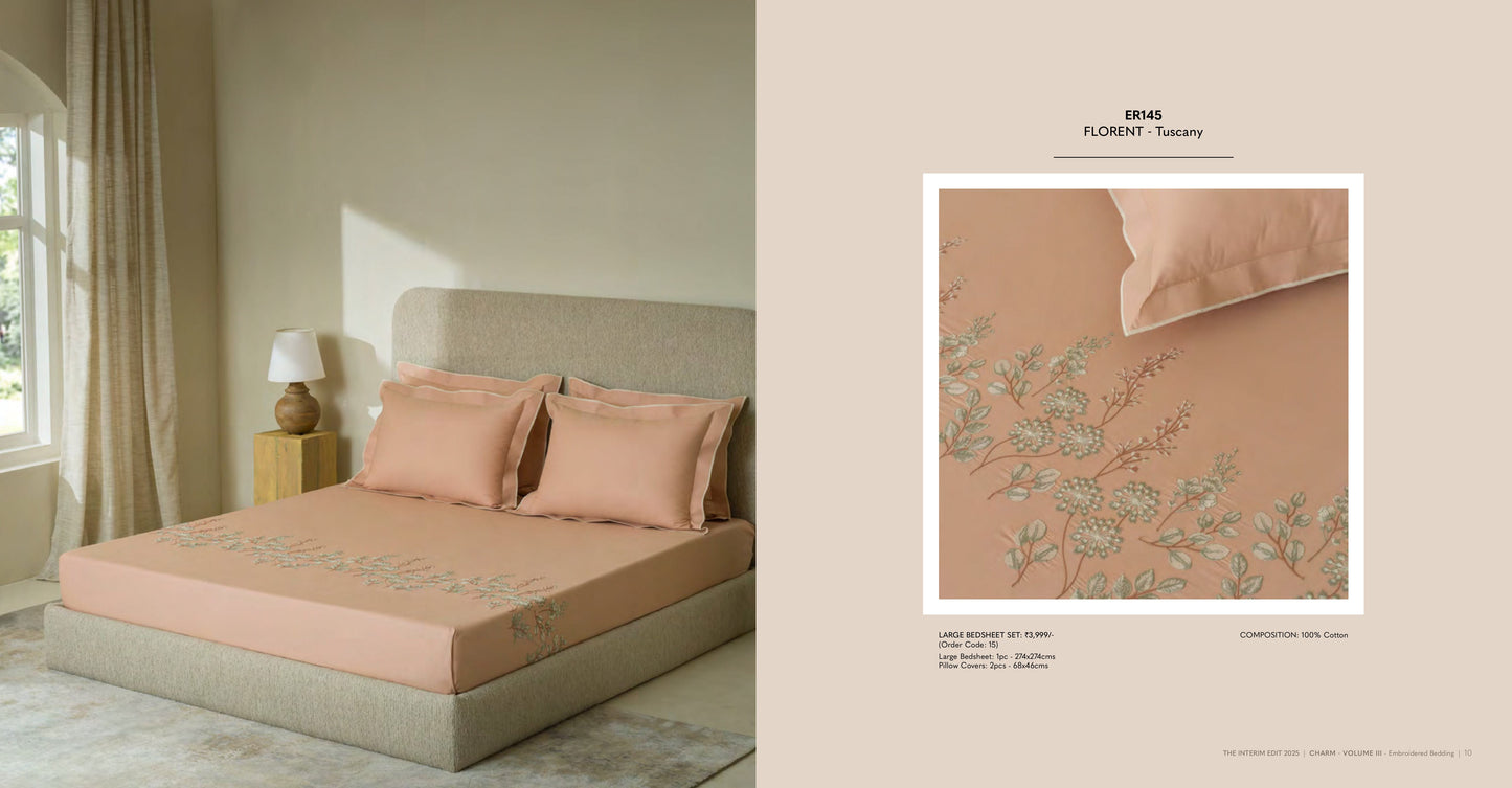 Charm King Size Bed Sheet Embroidery from Sansaar A D'decor Brand