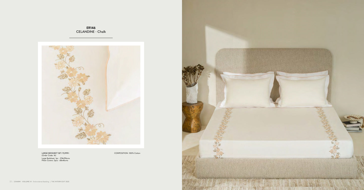 Charm King Size Bed Sheet Embroidery from Sansaar A D'decor Brand