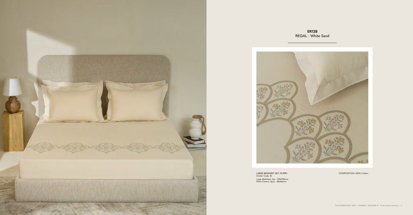 Charm King Size Bed Sheet Embroidery from Sansaar A D'decor Brand
