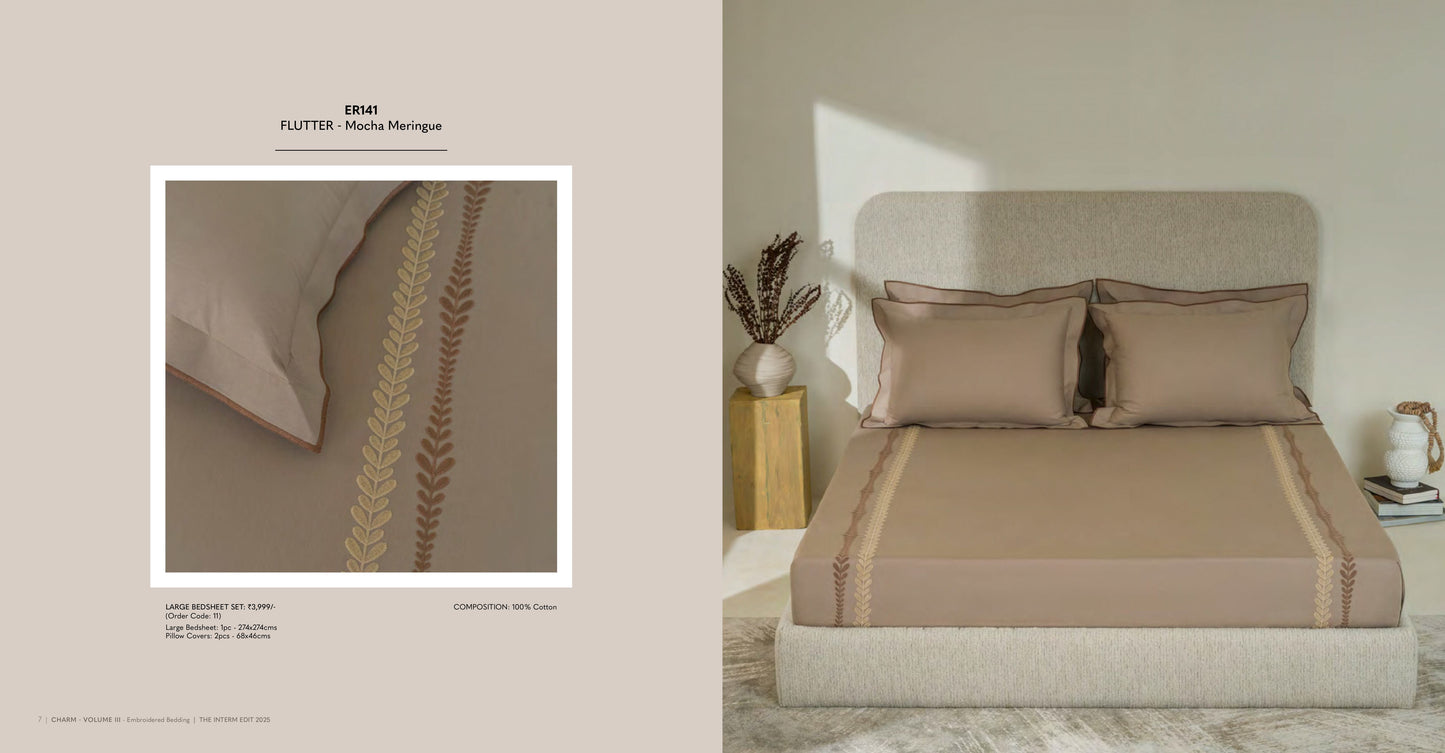Charm King Size Bed Sheet Embroidery from Sansaar A D'decor Brand