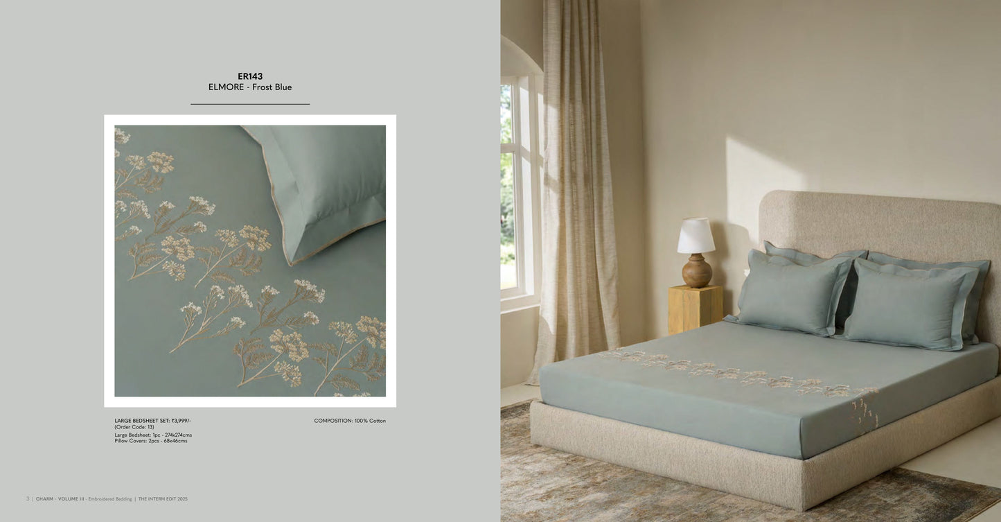 Charm King Size Bed Sheet Embroidery from Sansaar A D'decor Brand