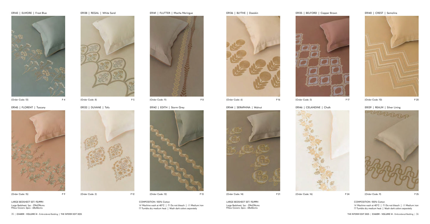 Charm King Size Bed Sheet Embroidery from Sansaar A D'decor Brand