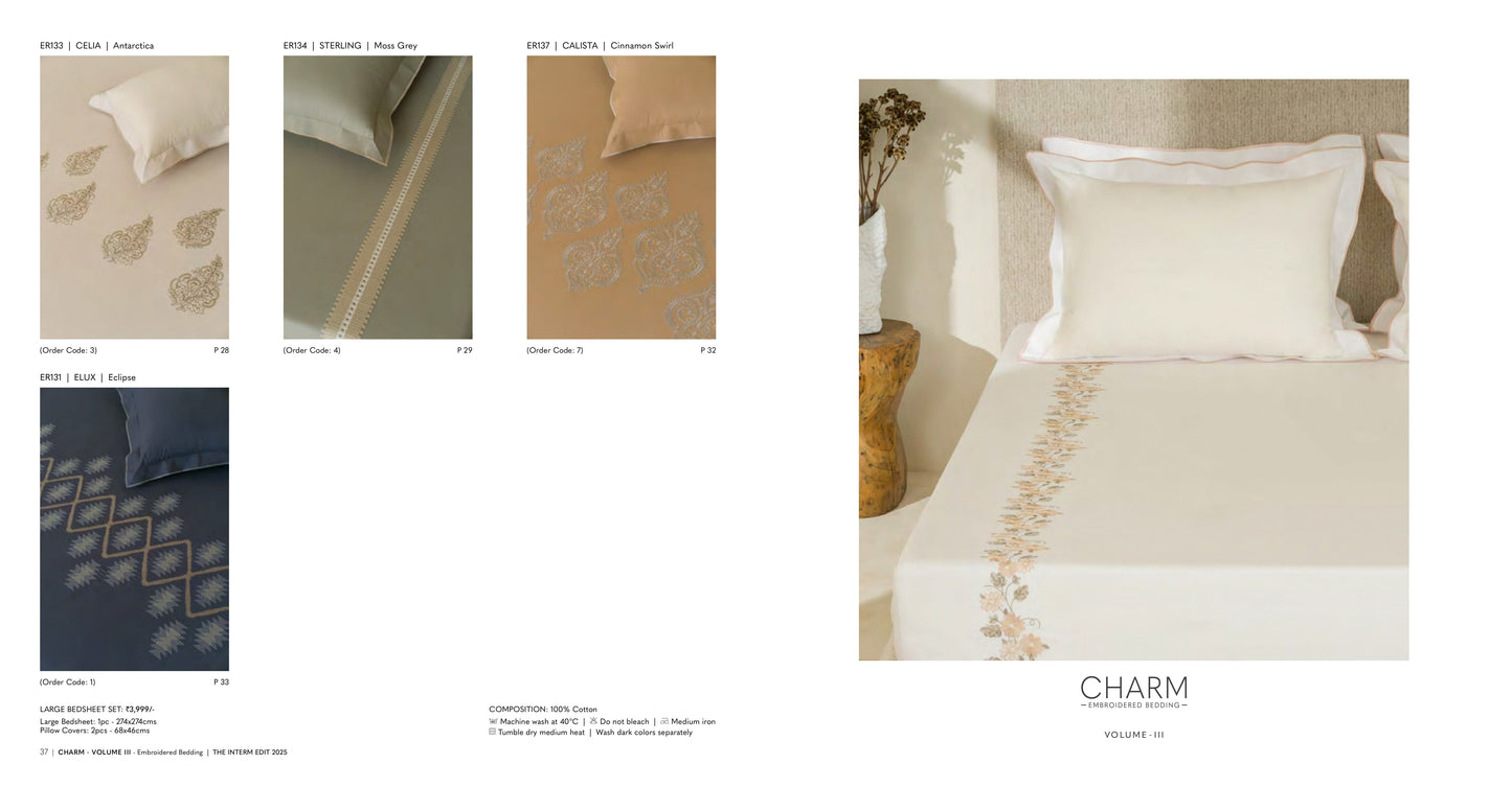 Charm King Size Bed Sheet Embroidery from Sansaar A D'decor Brand