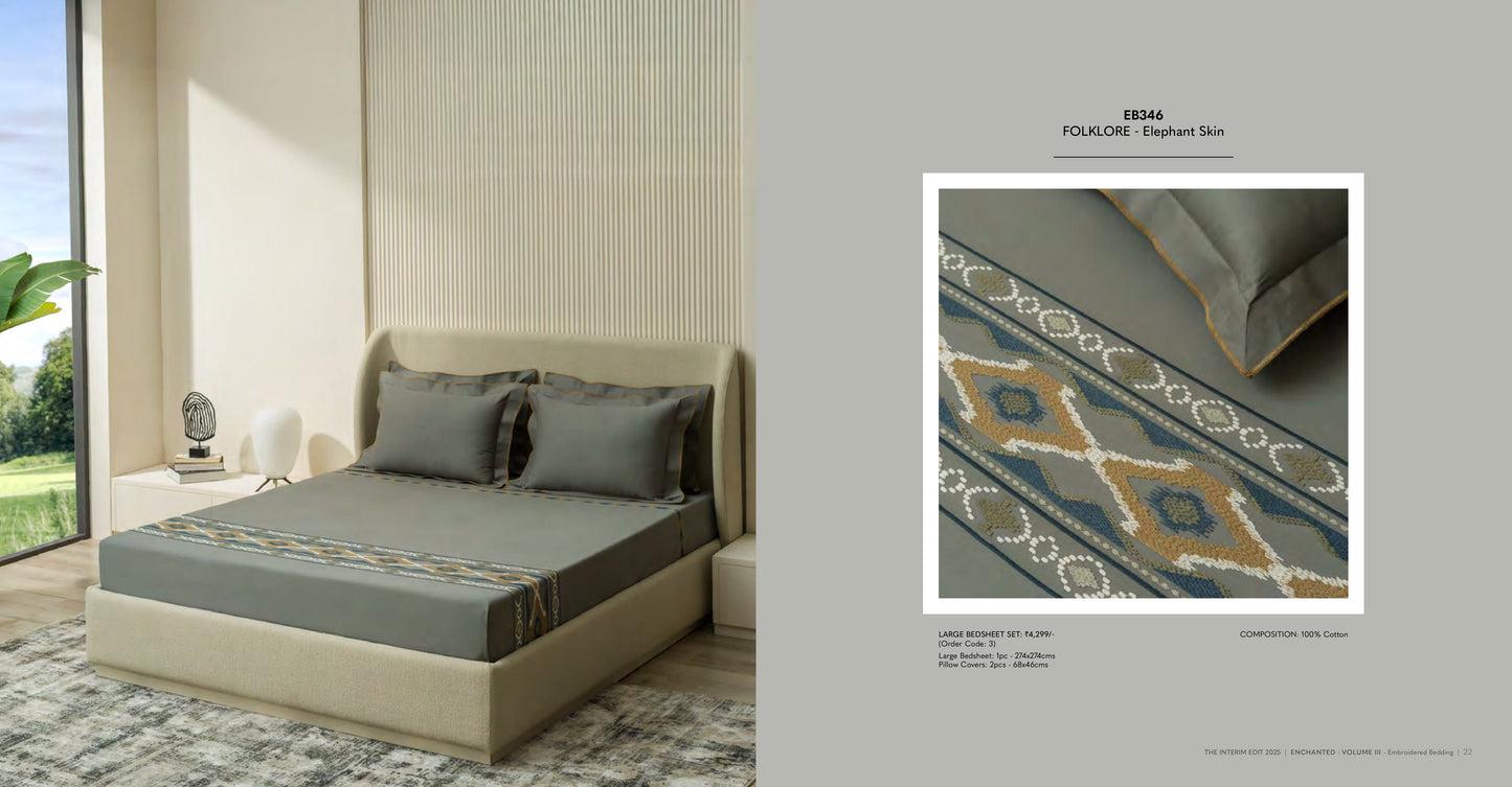 Enchanted King Size Bed Sheet with Embroidery from Sansaar A D'decor Brand