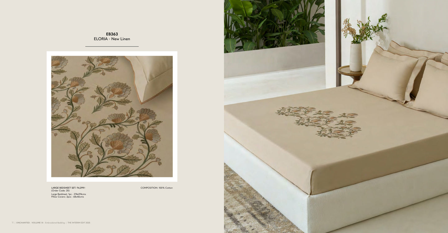 Enchanted King Size Bed Sheet with Embroidery from Sansaar A D'decor Brand