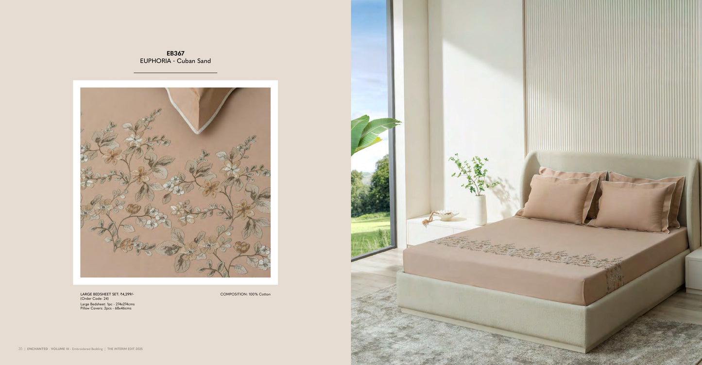 Enchanted King Size Bed Sheet with Embroidery from Sansaar A D'decor Brand