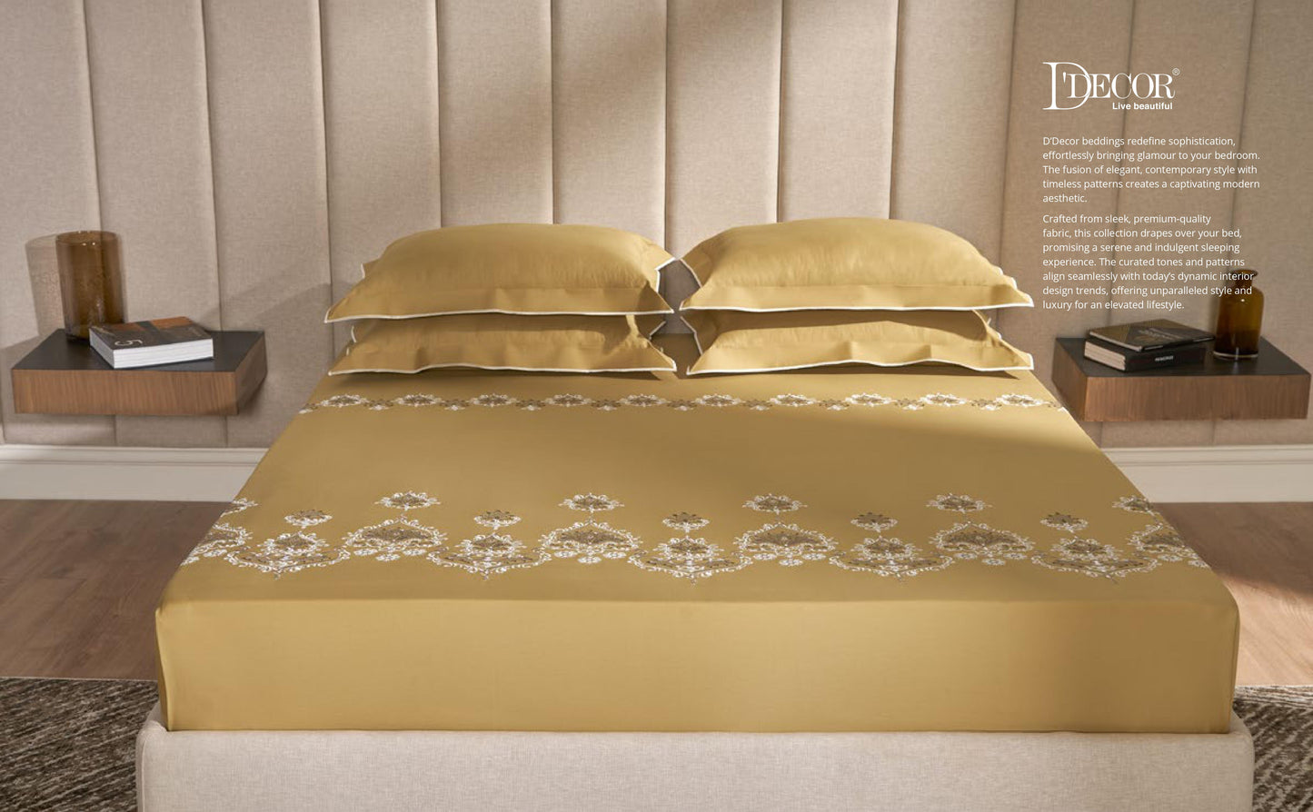 Excellence Embroidery Bed Sheet in King Size with 2 pillow cases From D'decor