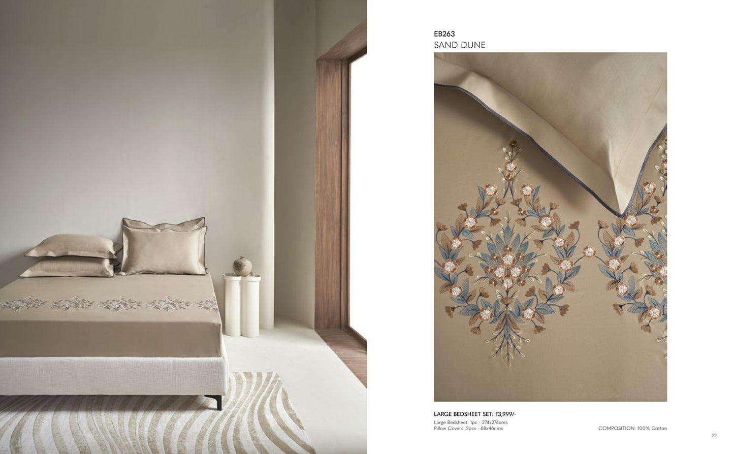 Excellence Embroidery Bed Sheet in King Size with 2 pillow cases From D'decor