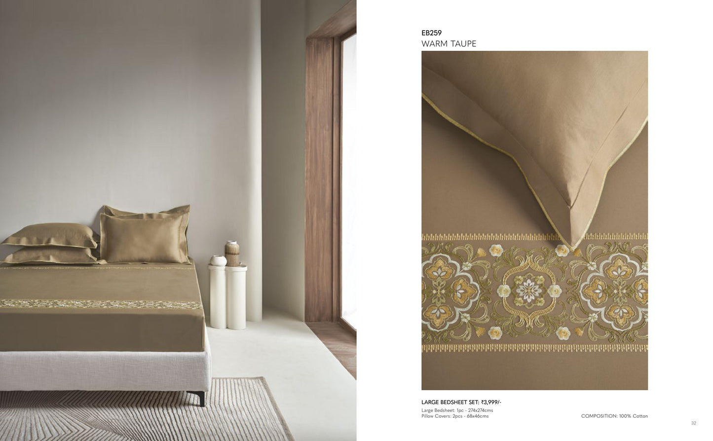 Excellence Embroidery Bed Sheet in King Size with 2 pillow cases From D'decor