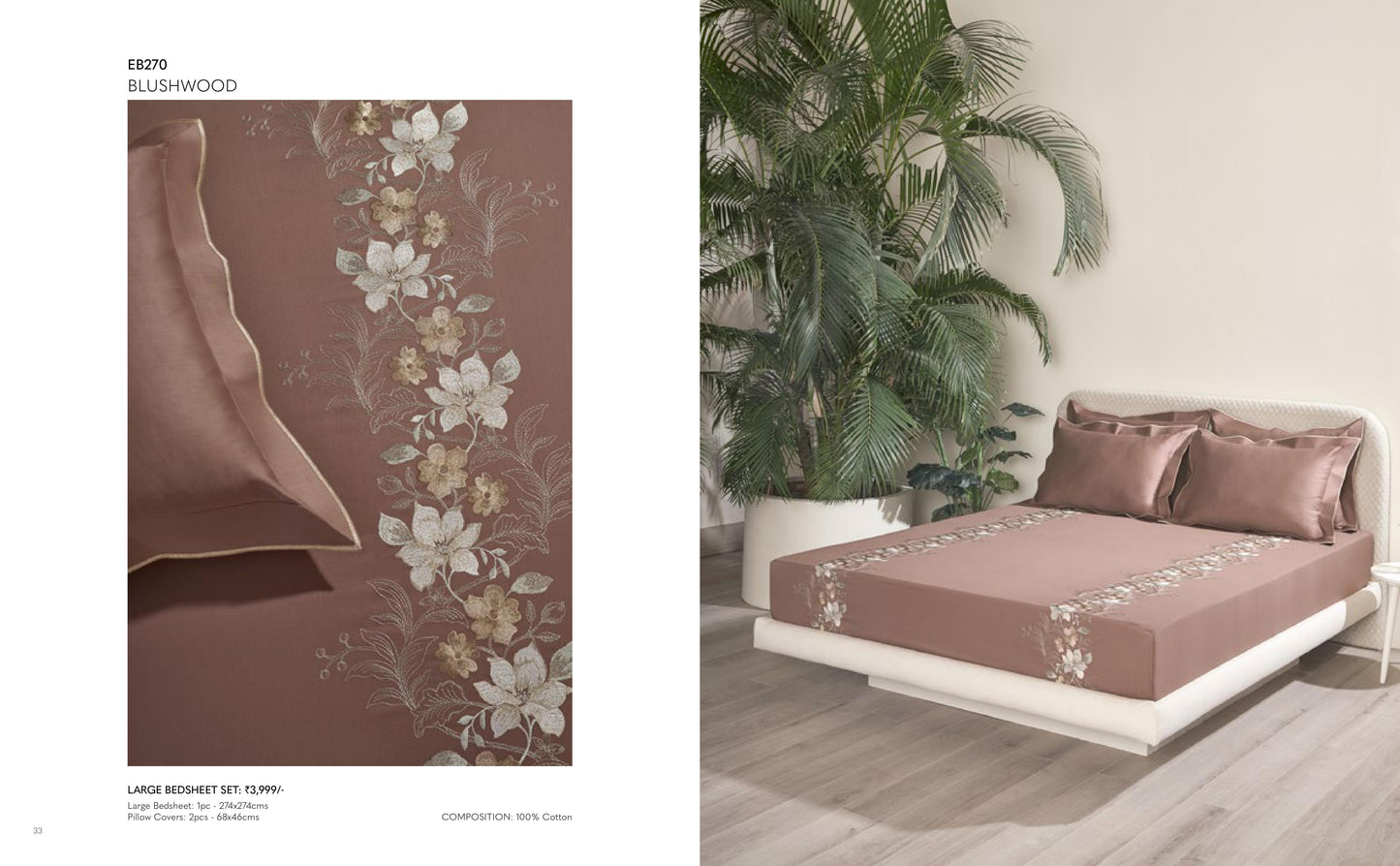 Excellence Embroidery Bed Sheet in King Size with 2 pillow cases From D'decor