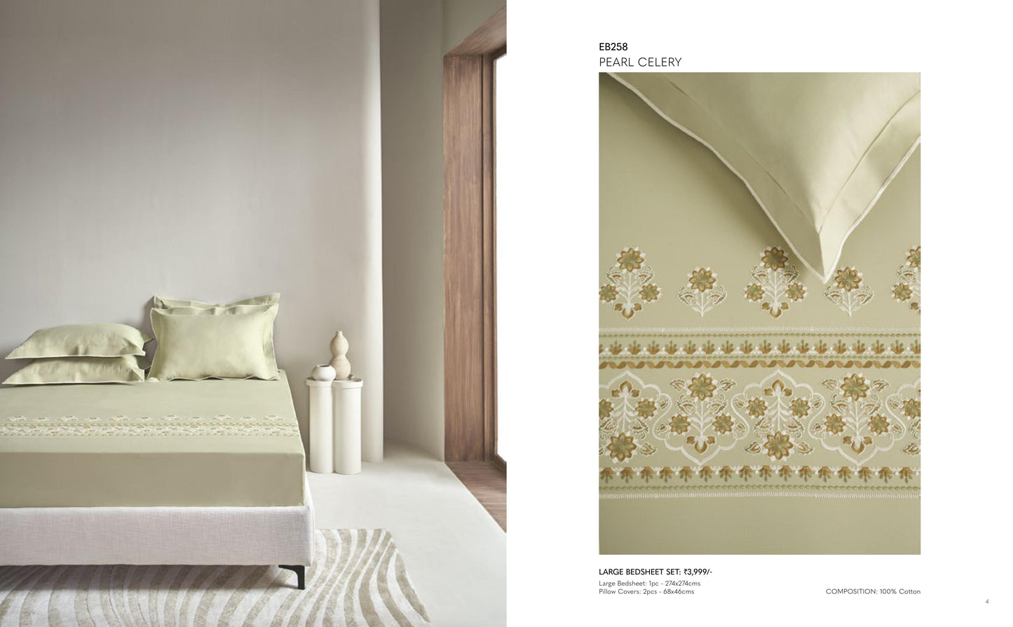Excellence Embroidery Bed Sheet in King Size with 2 pillow cases From D'decor