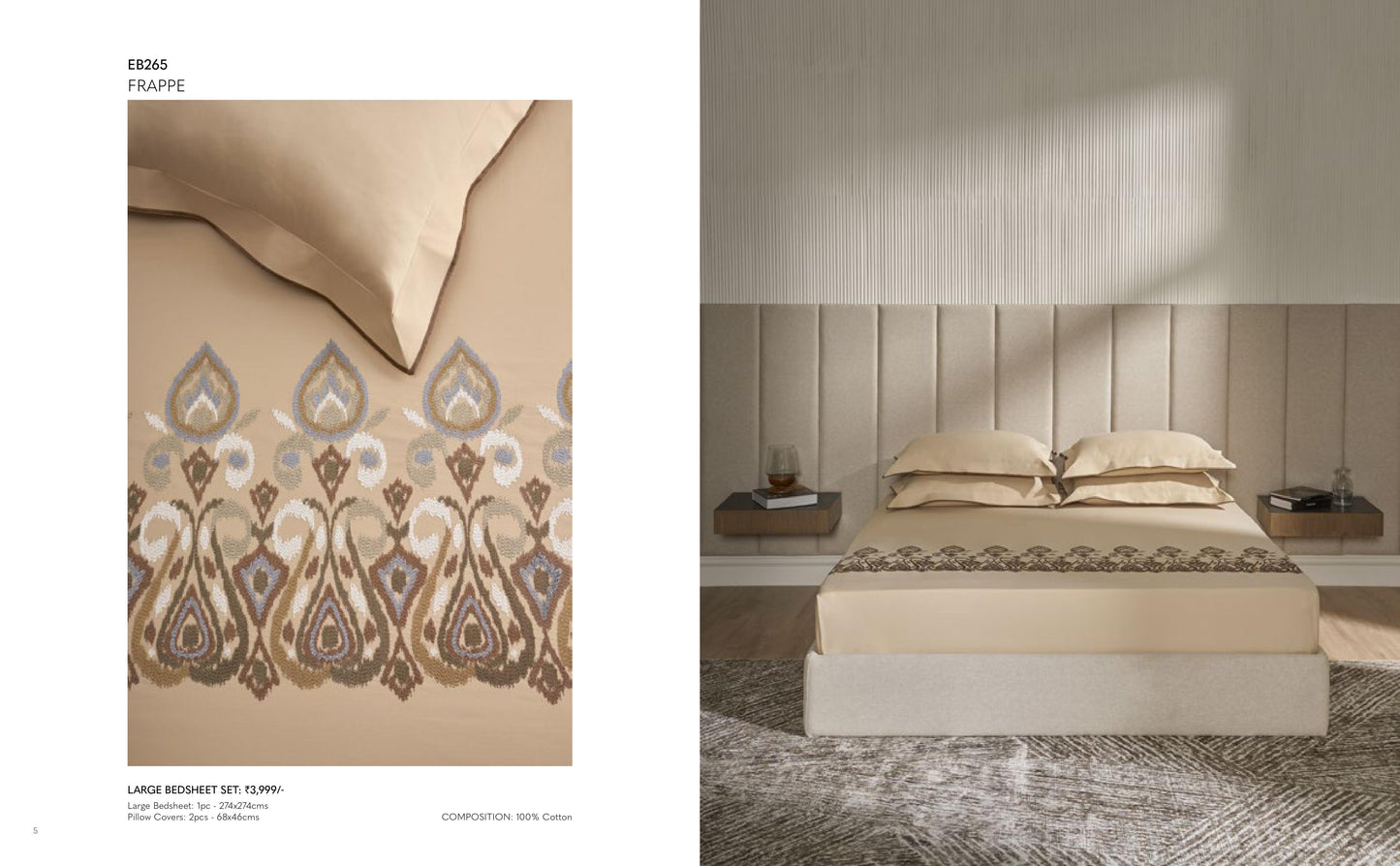 Excellence Embroidery Bed Sheet in King Size with 2 pillow cases From D'decor