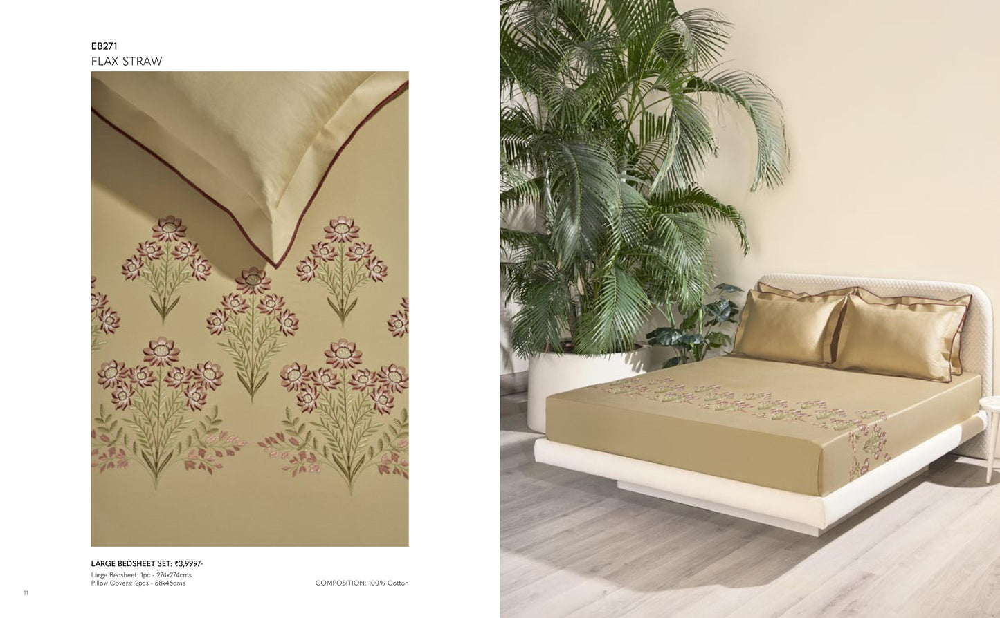 Excellence Embroidery Bed Sheet in King Size with 2 pillow cases From D'decor