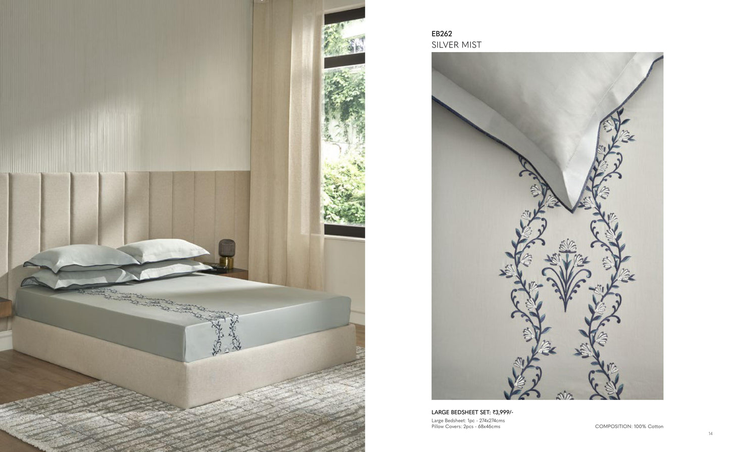 Excellence Embroidery Bed Sheet in King Size with 2 pillow cases From D'decor