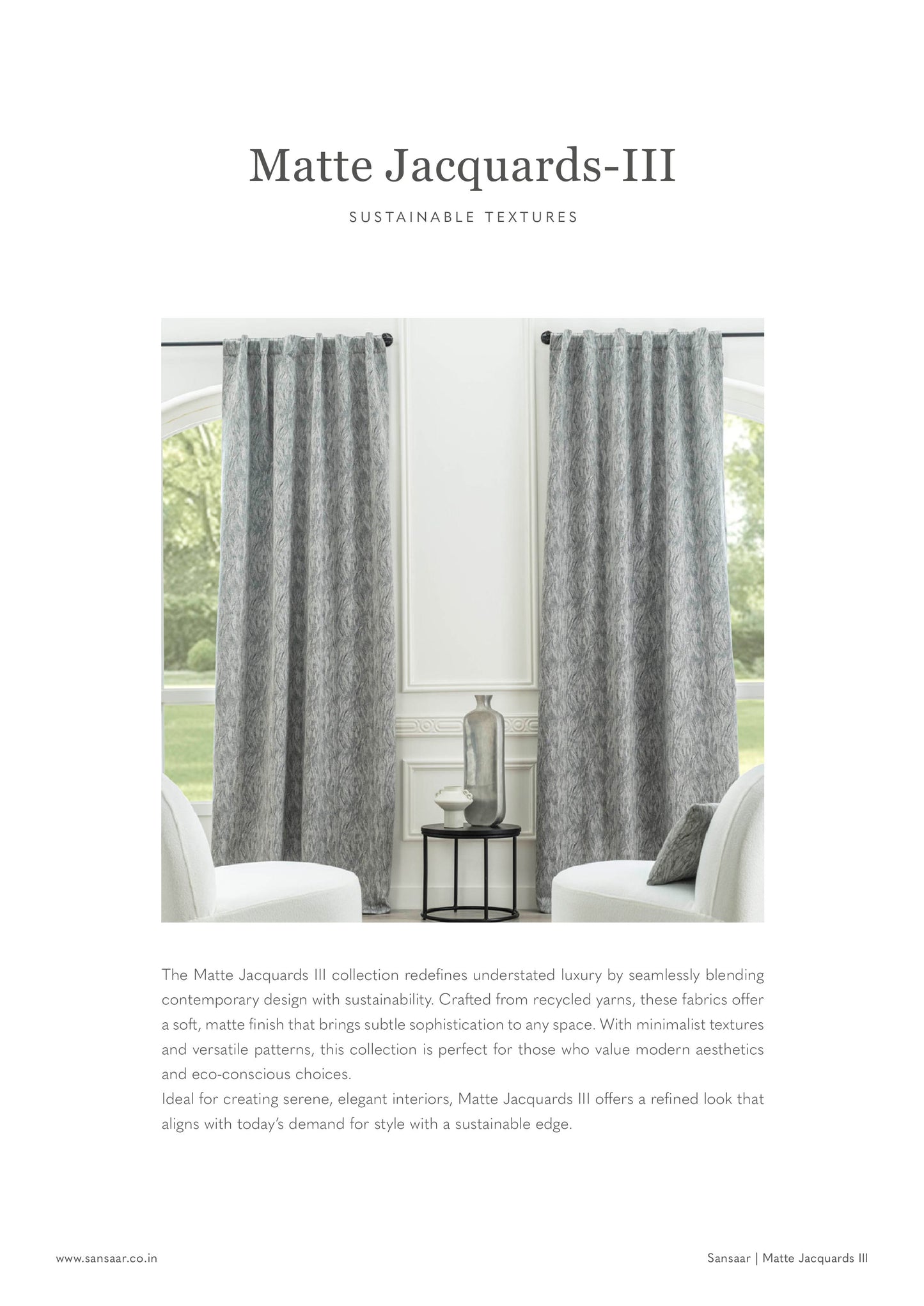 Matte Jacquards 3 Sustainable Textured Fabric from Sansaar (A D'decor Brand)