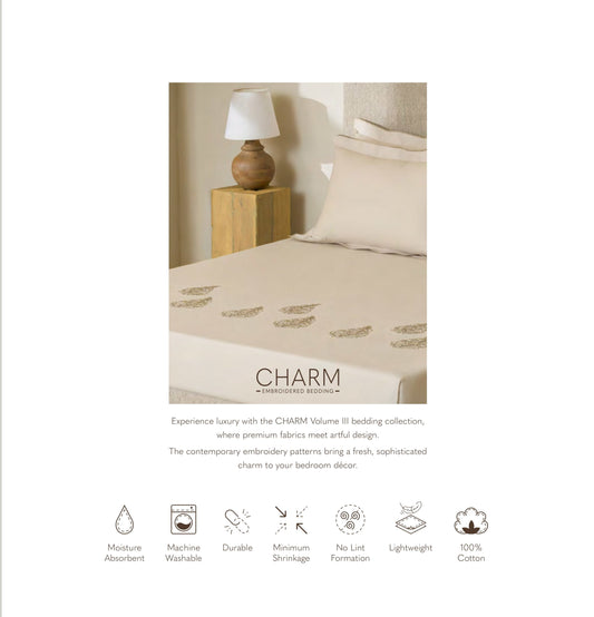 Charm King Size Bed Sheet Embroidery from Sansaar A D'decor Brand