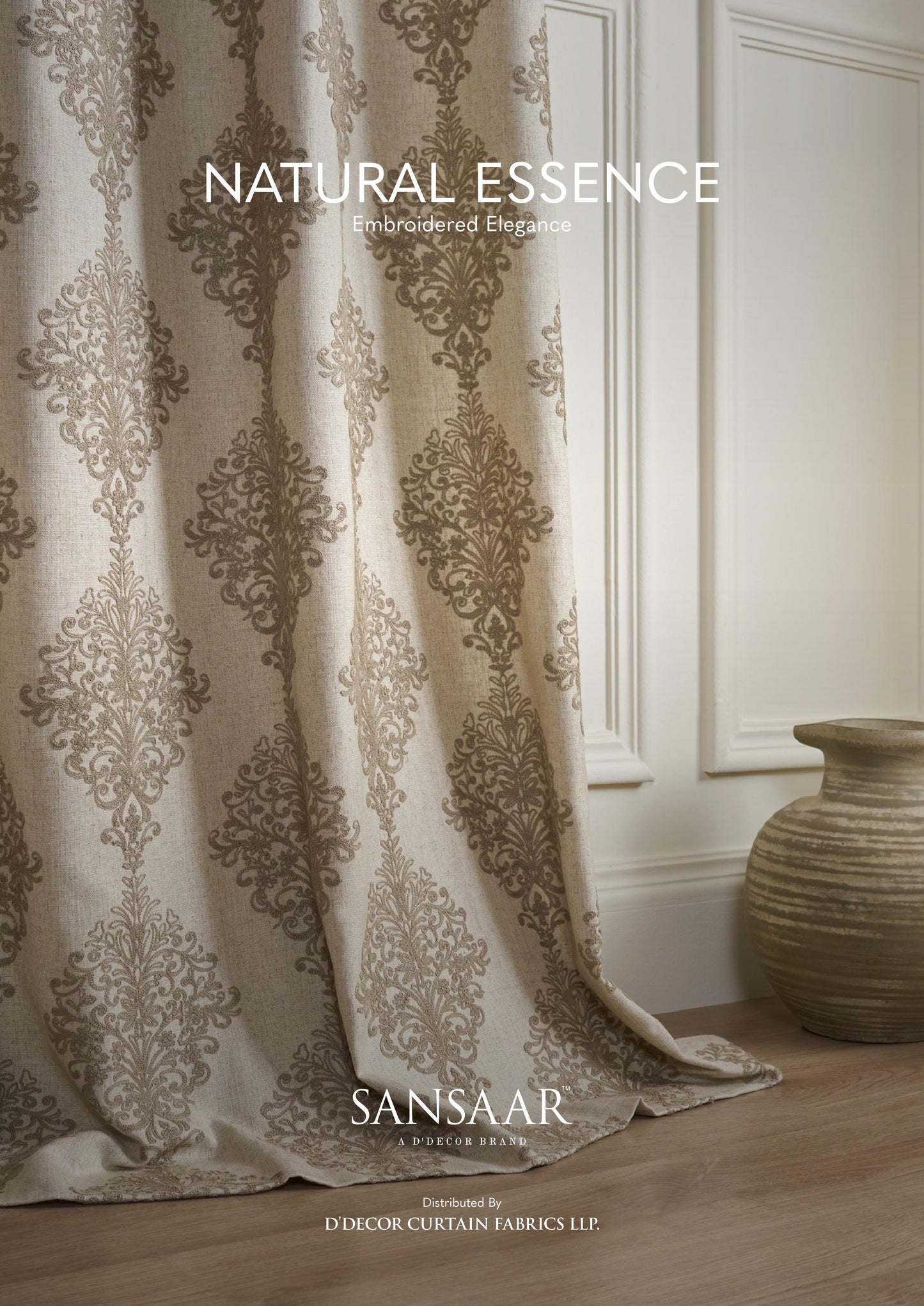 Natural Essence Embroidered Fabric from Sansaar (A D'decor Brand)