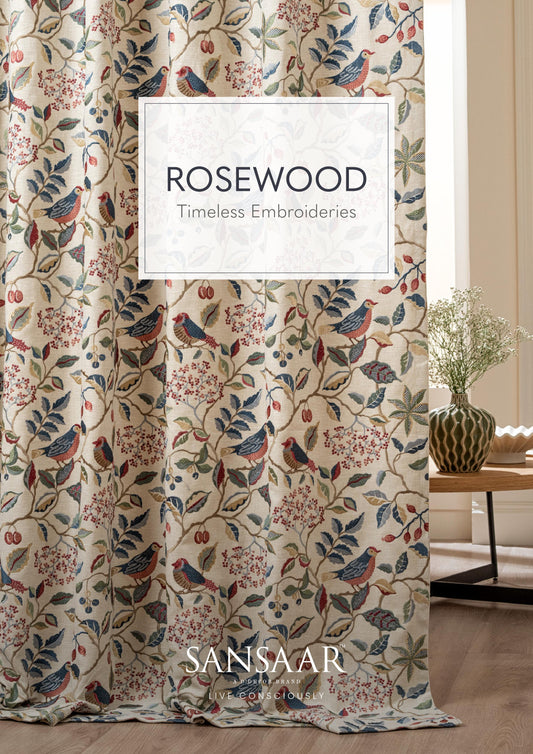 Rosewood Timeless Embroidered Fabric from Sansaar (A D'decor Brand)