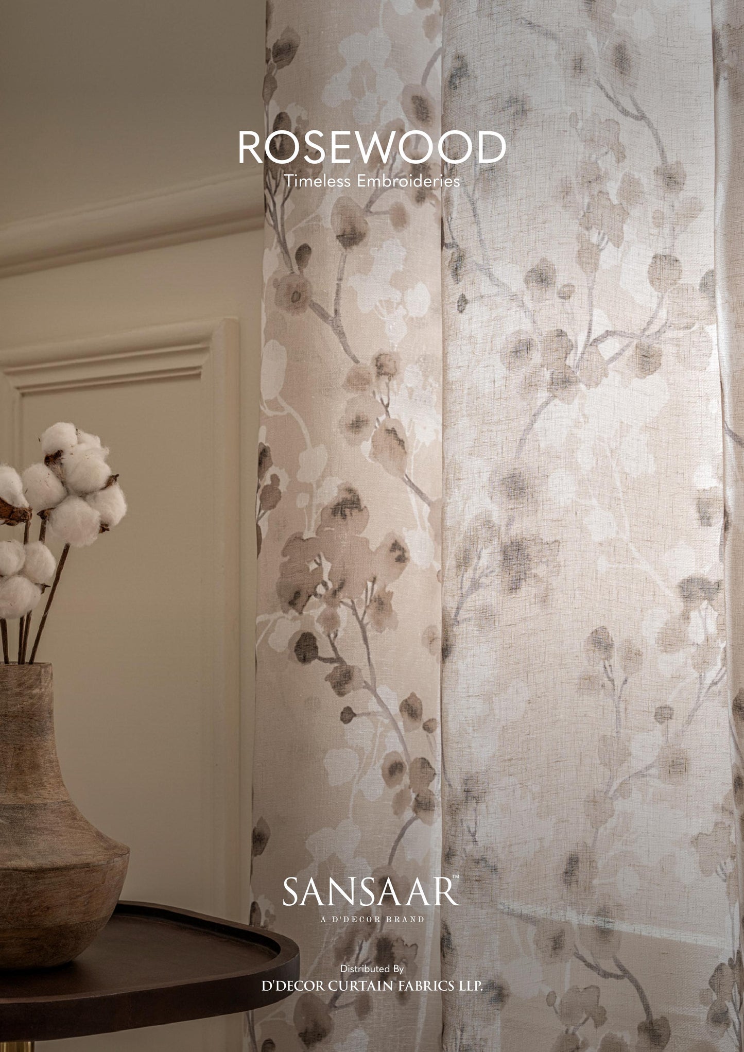 Rosewood Timeless Embroidered Fabric from Sansaar (A D'decor Brand)